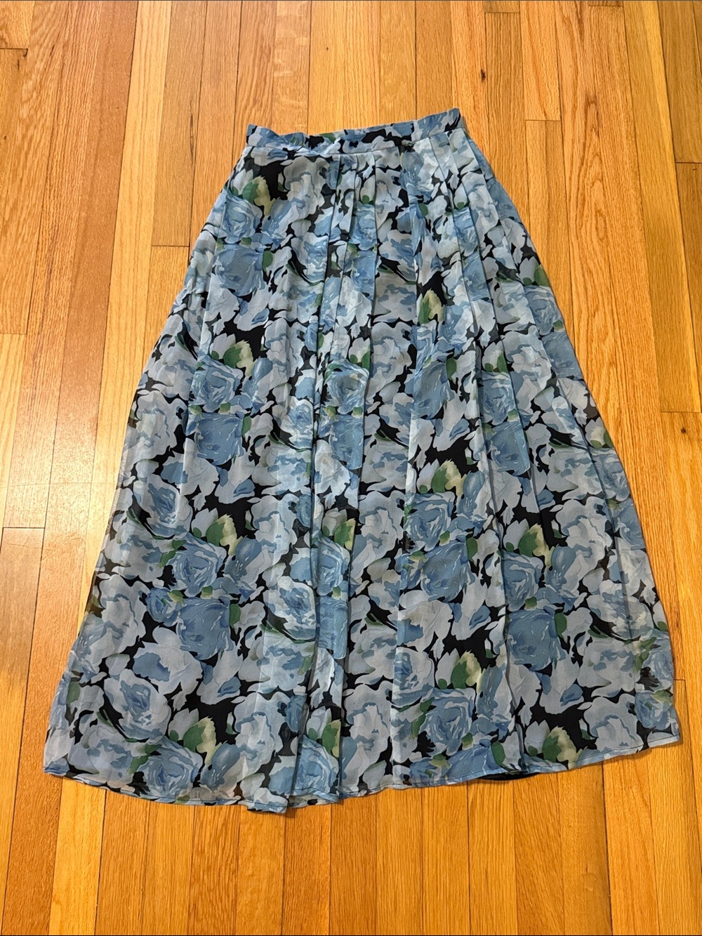 Sara Campbell Blue Roses Long Maxi Skirt Size 6